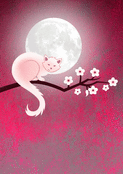 Chat r&ecirc;vant sous la pleine lune